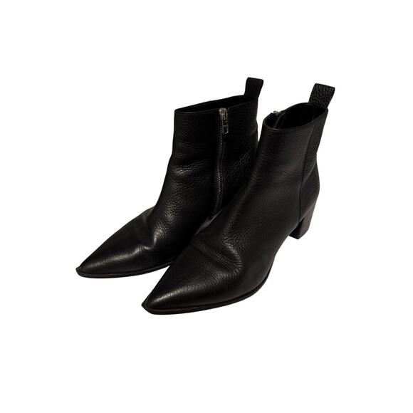 Everlane The Boss Pointed Toe Ankle Boots Pebbled Leather Black 10.5 - Picture 1 of 7